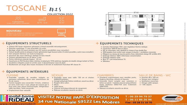 Fiche technique TOSCANE 87.2 S 2022