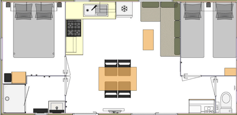 Mobil home de marque française deux chambres : TOSCANE 81.2 Plan du TOSCANE 81.2 2022