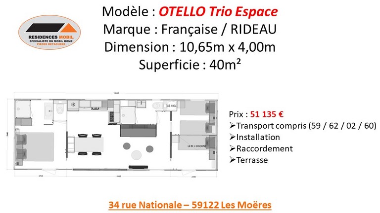 Détails du prix du modèle OTELLO TRIO ESPACE 2021 Tarif OTELLO TRIO ESPACE 2021