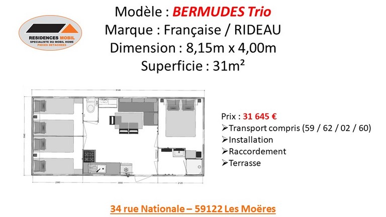 Vous trouverez le détails du prix BERMUDES TRIO 2021 Tarif du BERMUDES TRIO 2021