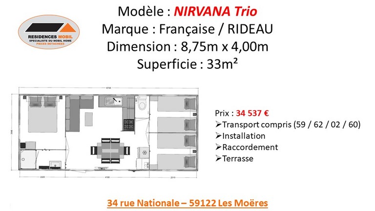 Fiche de tarif du mobilhome NIRVANA TRIO 2021 Prix NIRVANA TRIO 2021