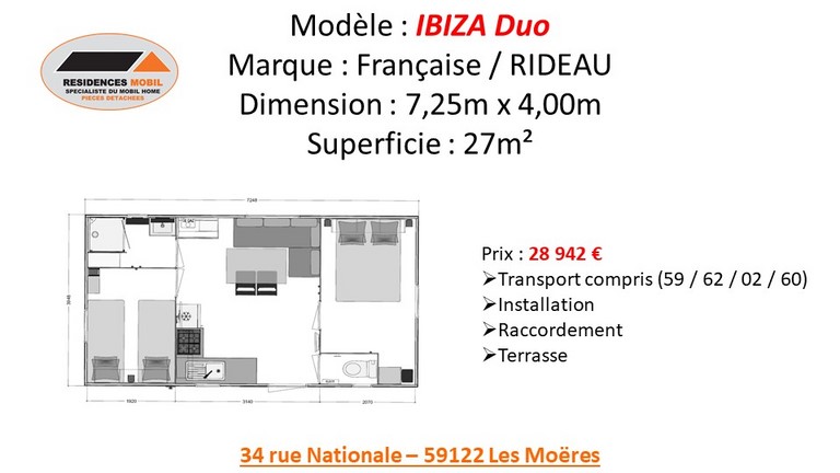 Détails du tarif de l'IBIZA DUO 2021 Tarif de l' IBIZA DUO 2021