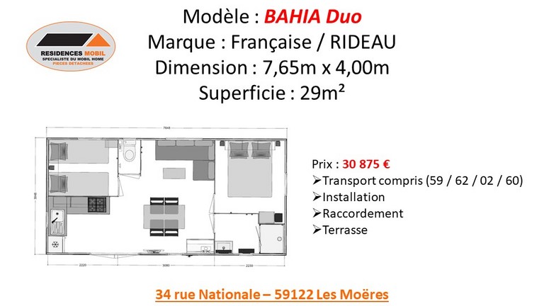 Vous trouverez la fiche de prix du BAHIA DUO 2021 Tarif du BAHIA DUO 2021