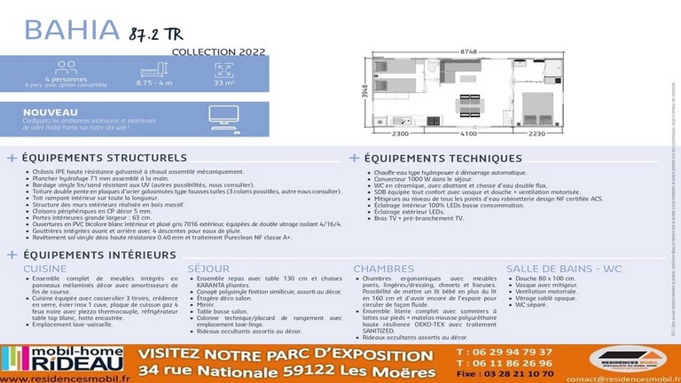 Fiche technique Bahia 87.2 TR 2022