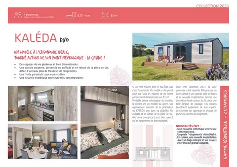 Fiche technique du mobil home KALEDA DUO 2021